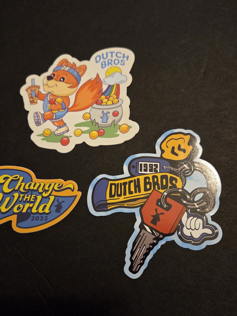 Dutch Bros stickers set of 3 in good condition.